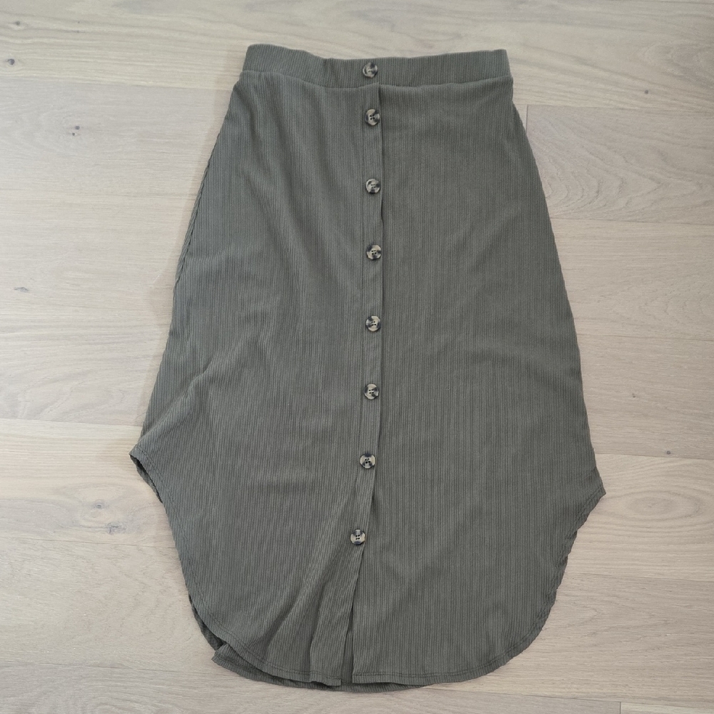Ardene Charcoal Button-Front Midi Skirt